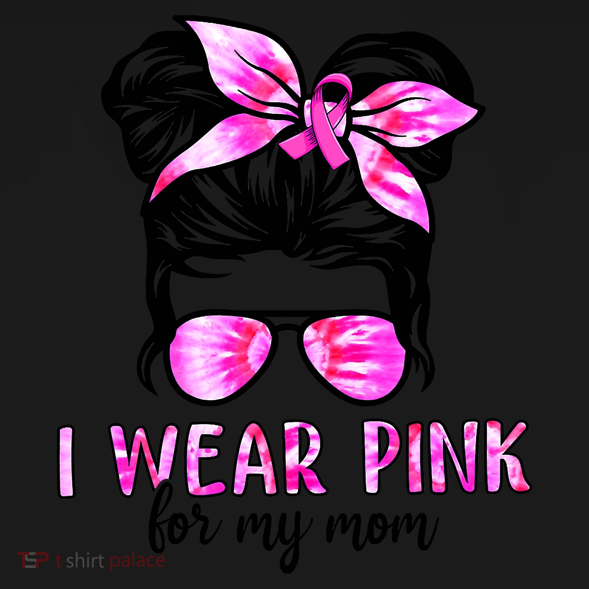 Messy Bun I Wear Pink For My Mom Breast Cancer Women's Tank Top