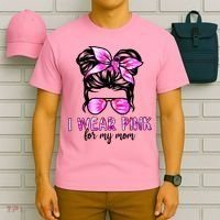 Messy Bun I Wear Pink For My Mom Breast Cancer T-Shirt thumb 6