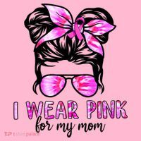 Messy Bun I Wear Pink For My Mom Breast Cancer T-Shirt thumb 7