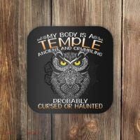 My Body Is A Temple Ancient And Crumbling Owl Lover Coaster thumb 0