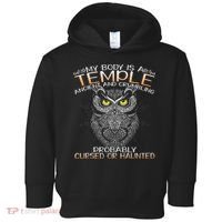 My Body Is A Temple Ancient And Crumbling Owl Lover Toddler Hoodie thumb 0