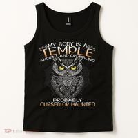 My Body Is A Temple Ancient And Crumbling Owl Lover Tank Top thumb 2