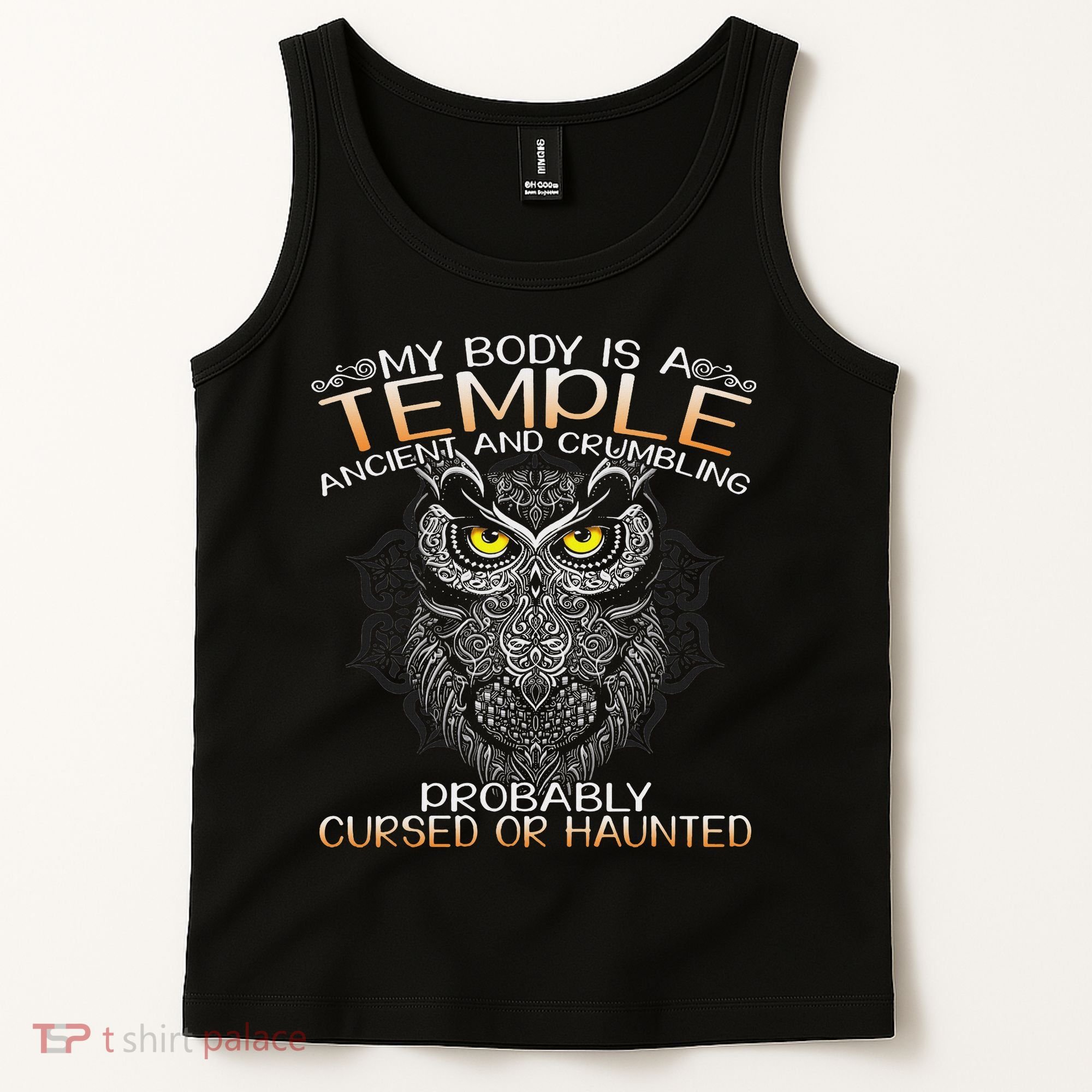 My Body Is A Temple Ancient And Crumbling Owl Lover Tank Top