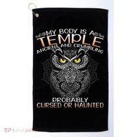 My Body Is A Temple Ancient And Crumbling Owl Lover Golf Towel thumb 0