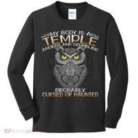 My Body Is A Temple Ancient And Crumbling Owl Lover Kids Long Sleeve Shirt thumb 0