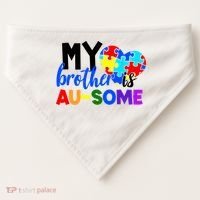 My Brother Is Ausome Autism Awareness USA-Made Doggie Bandana thumb 0