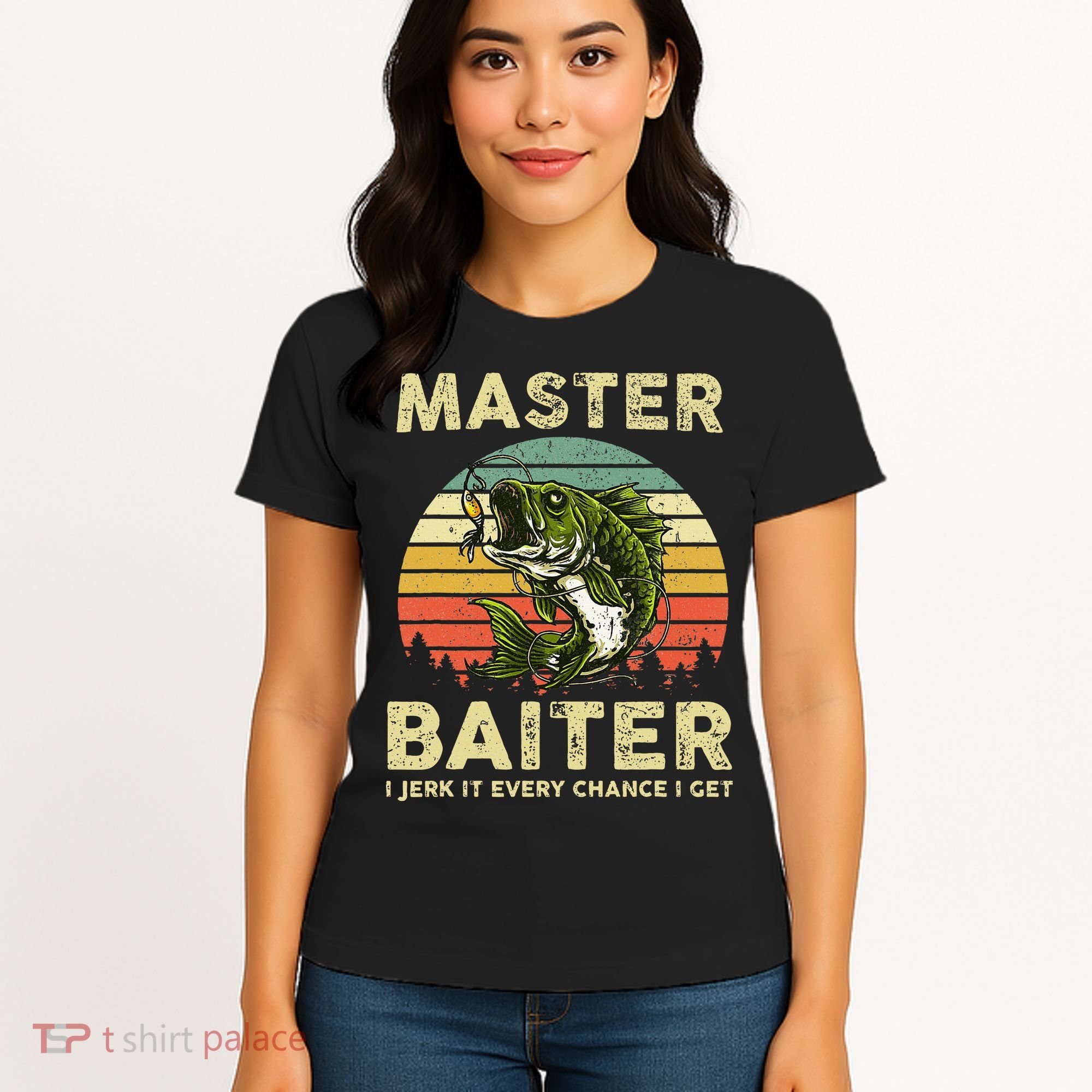 Master Baiter I Jerk It Every Chance I Get Funny Fishing Women's T-Shirt