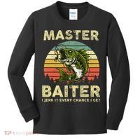 Master Baiter I Jerk It Every Chance I Get Funny Fishing Kids Long Sleeve Shirt thumb 0