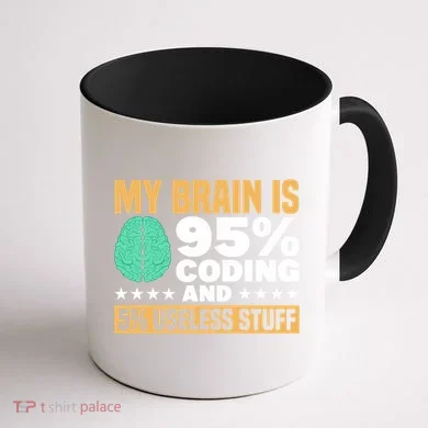 My Brain Is 95% Coding 5% Useless Stuff Great Gift Coffee Mug back