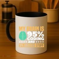 My Brain Is 95% Coding 5% Useless Stuff Great Gift Coffee Mug thumb 4