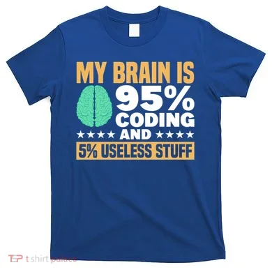 My Brain Is 95% Coding 5% Useless Stuff Great Gift T-Shirt