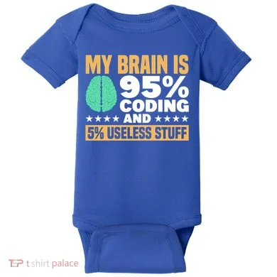 My Brain Is 95% Coding 5% Useless Stuff Great Gift Baby Bodysuit