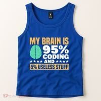 My Brain Is 95% Coding 5% Useless Stuff Great Gift Tank Top thumb 2