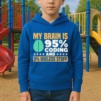 My Brain Is 95% Coding 5% Useless Stuff Great Gift Kids Hoodie thumb 2