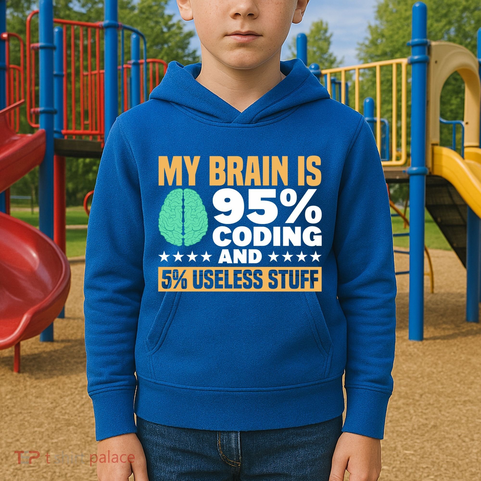 My Brain Is 95% Coding 5% Useless Stuff Great Gift Kids Hoodie