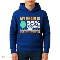 My Brain Is 95% Coding 5% Useless Stuff Great Gift Kids Hoodie thumb 4