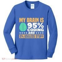My Brain Is 95% Coding 5% Useless Stuff Great Gift Kids Long Sleeve Shirt thumb 0