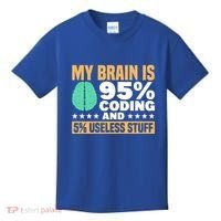 My Brain Is 95% Coding 5% Useless Stuff Great Gift Kids T-Shirt thumb 0
