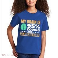 My Brain Is 95% Coding 5% Useless Stuff Great Gift Kids T-Shirt thumb 2