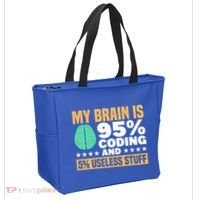 My Brain Is 95% Coding 5% Useless Stuff Great Gift Tote Bag thumb 2