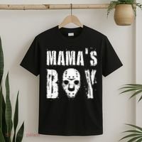 Mama's Boy Jason Hockey Mask Halloween Horror Movie Face T-Shirt thumb 2