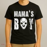 Mama's Boy Jason Hockey Mask Halloween Horror Movie Face T-Shirt thumb 3