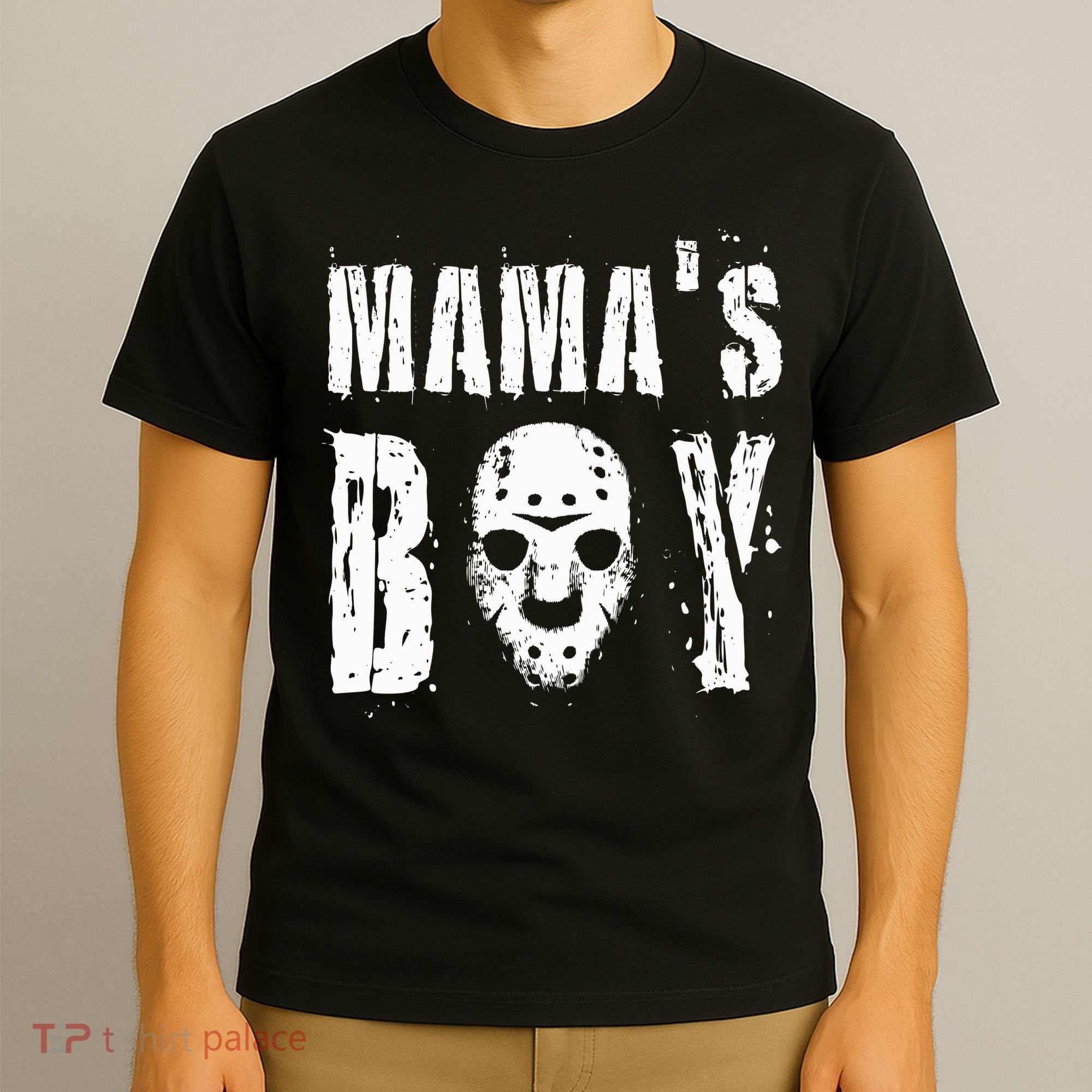 Mama's Boy Jason Hockey Mask Halloween Horror Movie Face T-Shirt