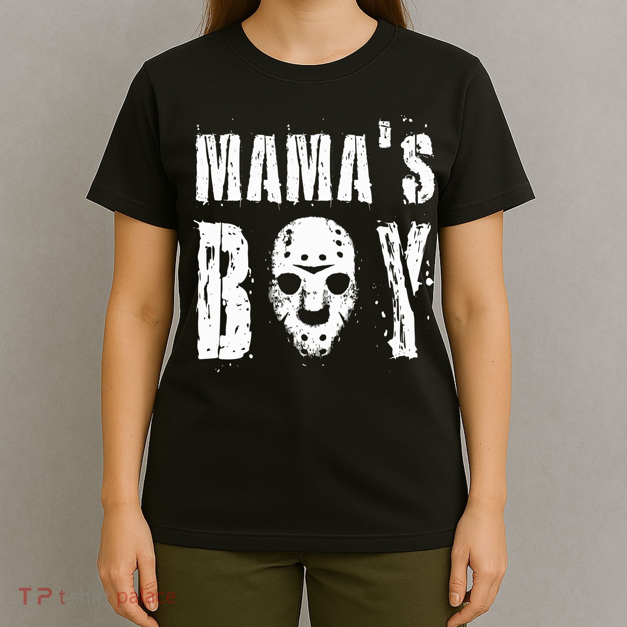 Mama's Boy Jason Hockey Mask Halloween Horror Movie Face T-Shirt