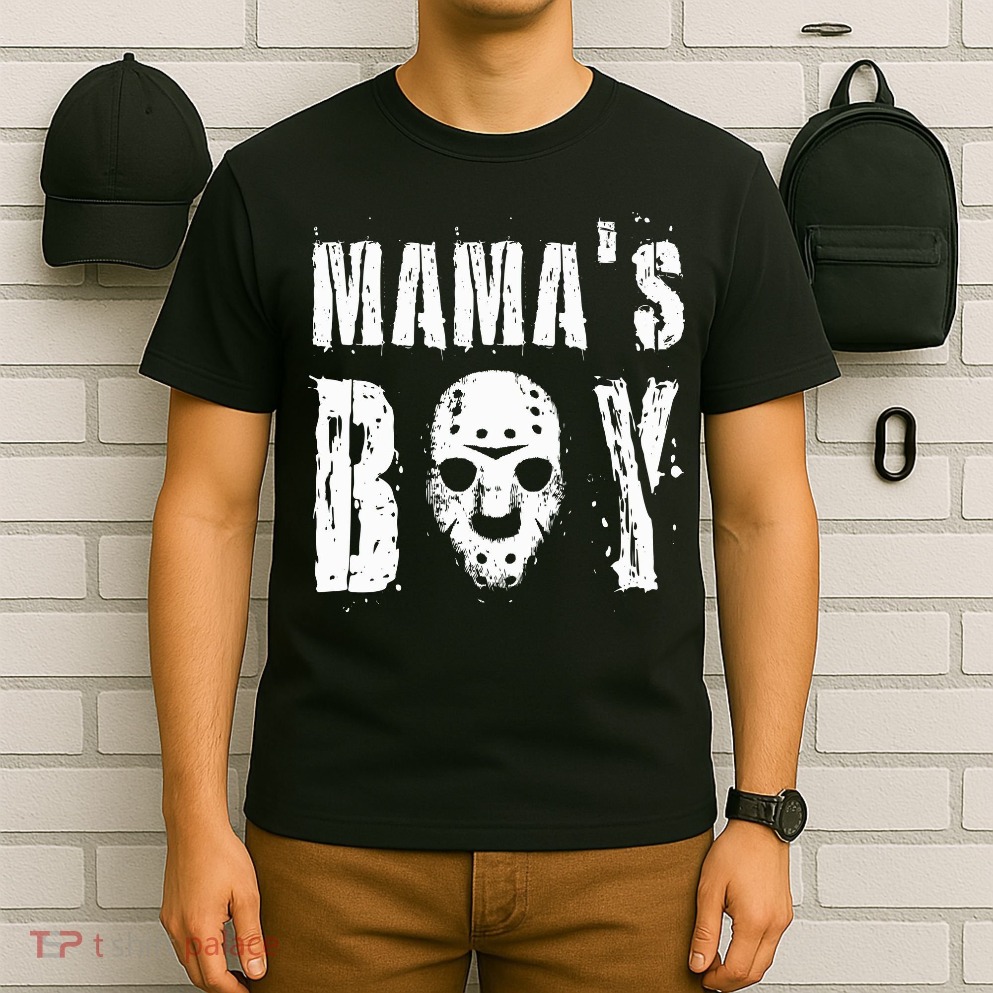 Mama's Boy Jason Hockey Mask Halloween Horror Movie Face T-Shirt