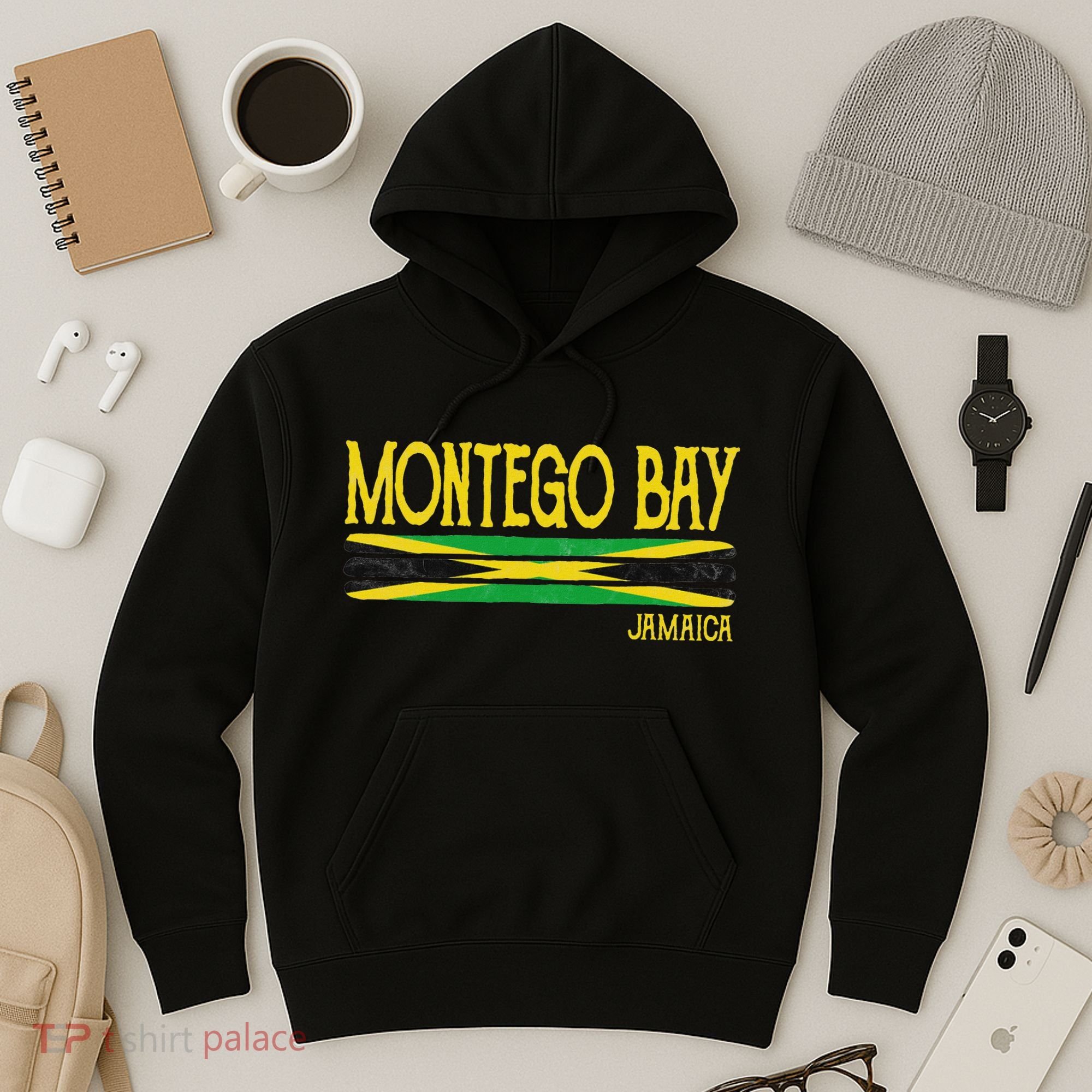 Montego Bay Jamaica Jamaican Flag Gift Souvenir Hoodie