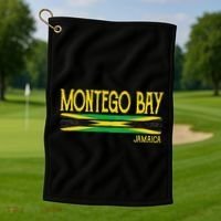 Montego Bay Jamaica Jamaican Flag Gift Souvenir Golf Towel thumb 1