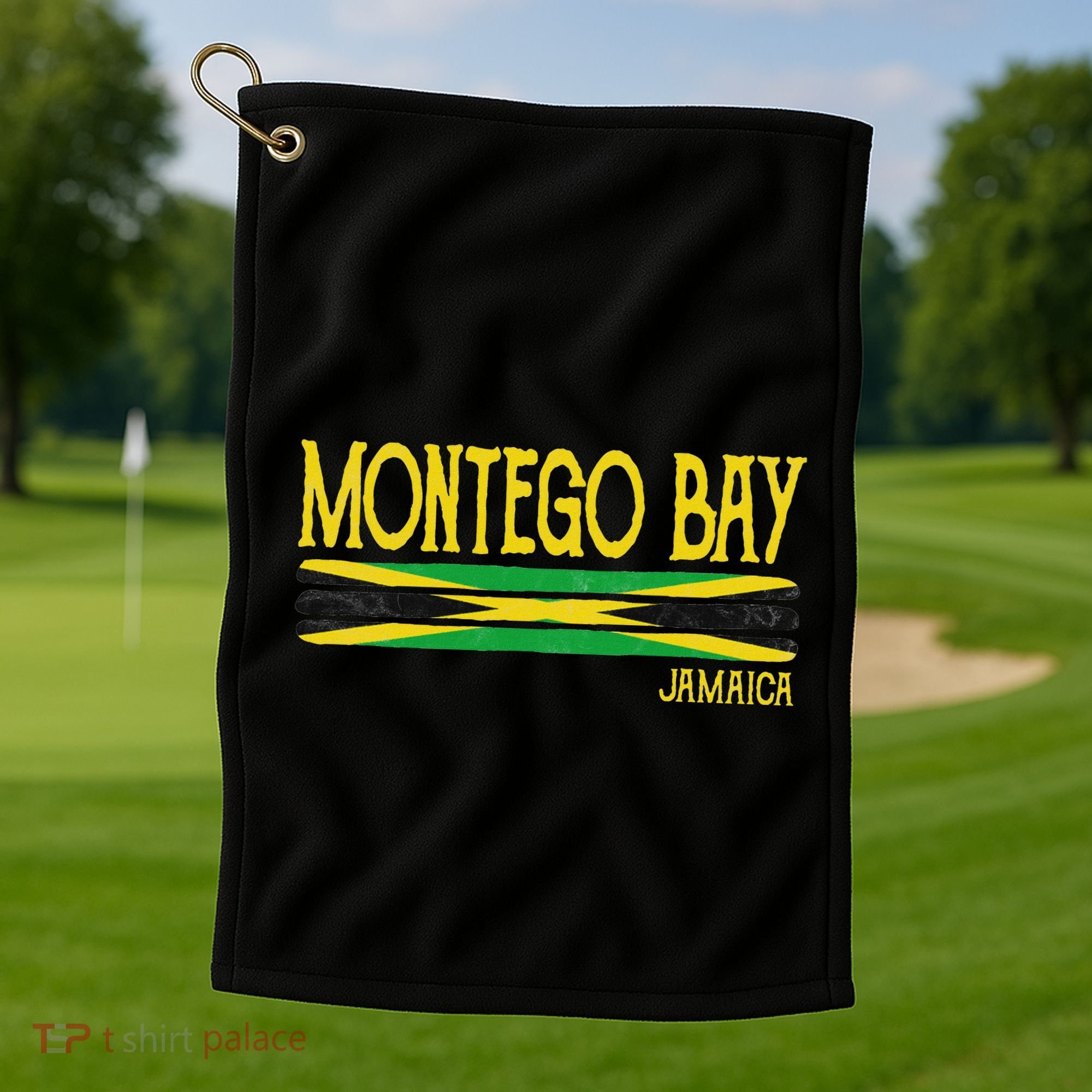 Montego Bay Jamaica Jamaican Flag Gift Souvenir Golf Towel