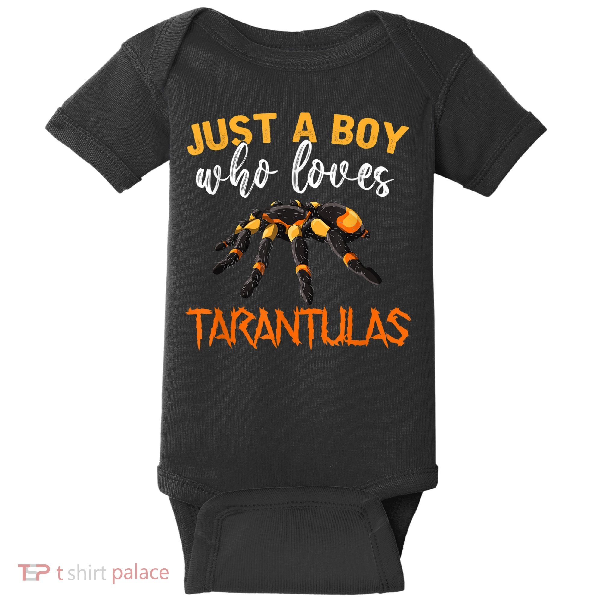 Men Boys Kids Just A Boy Who Loves Tarantulas Spider Baby Bodysuit