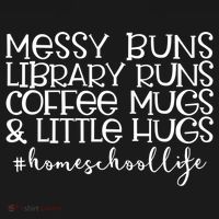 Messy Buns Library Runs Coffee And Hugs Homeschool Mom Gift USA-Made Doggie Bandana thumb 2