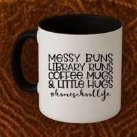 Messy Buns Library Runs Coffee And Hugs Homeschool Mom Gift Coffee Mug thumb 2