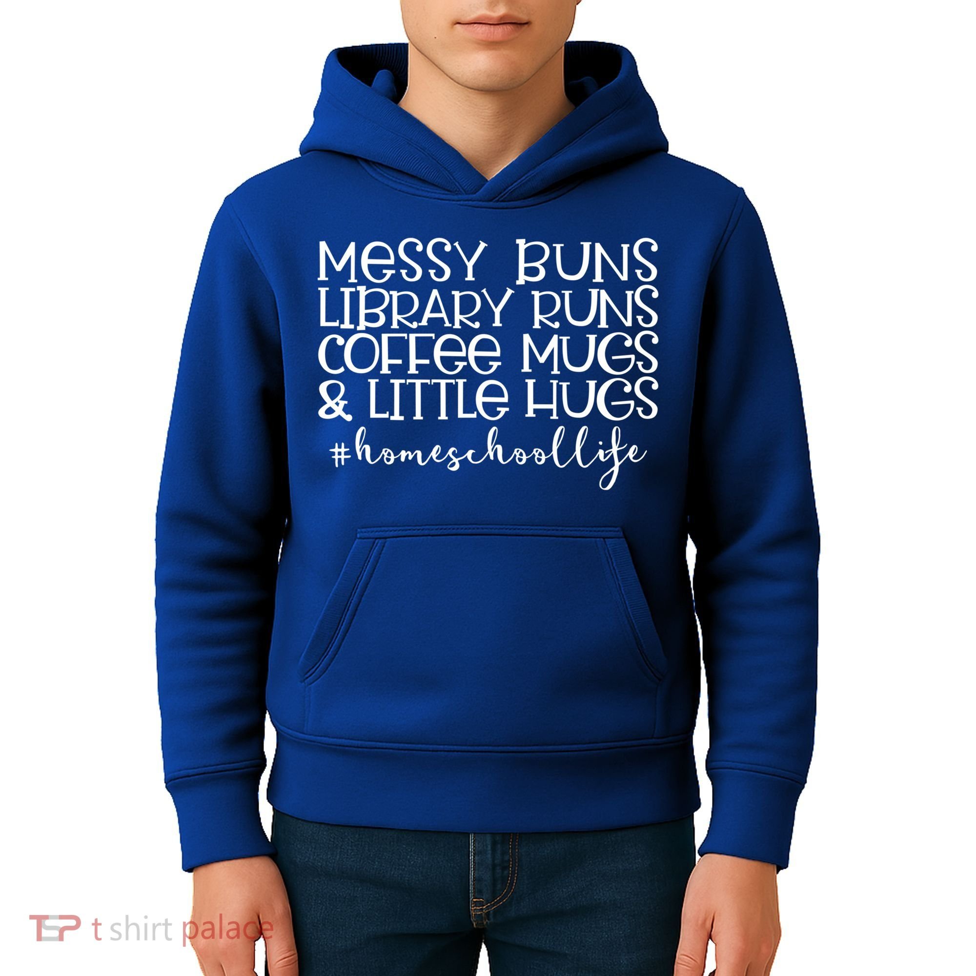 Messy Buns Library Runs Coffee And Hugs Homeschool Mom Gift Kids Hoodie