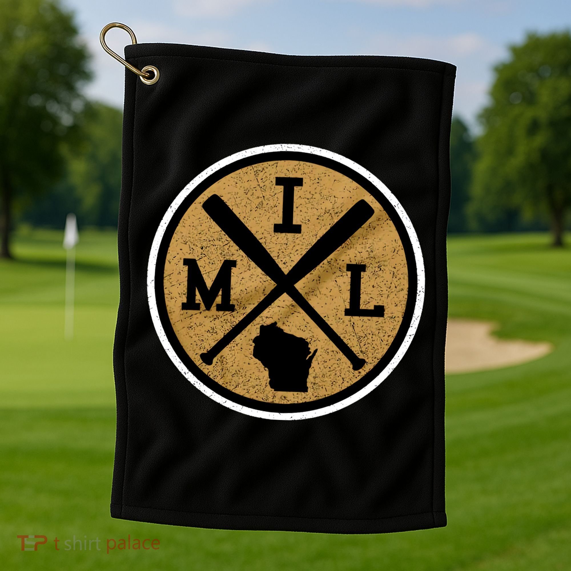 Milwaukee Baseball Lover Baseball Player Retro Sporty Golf Towel