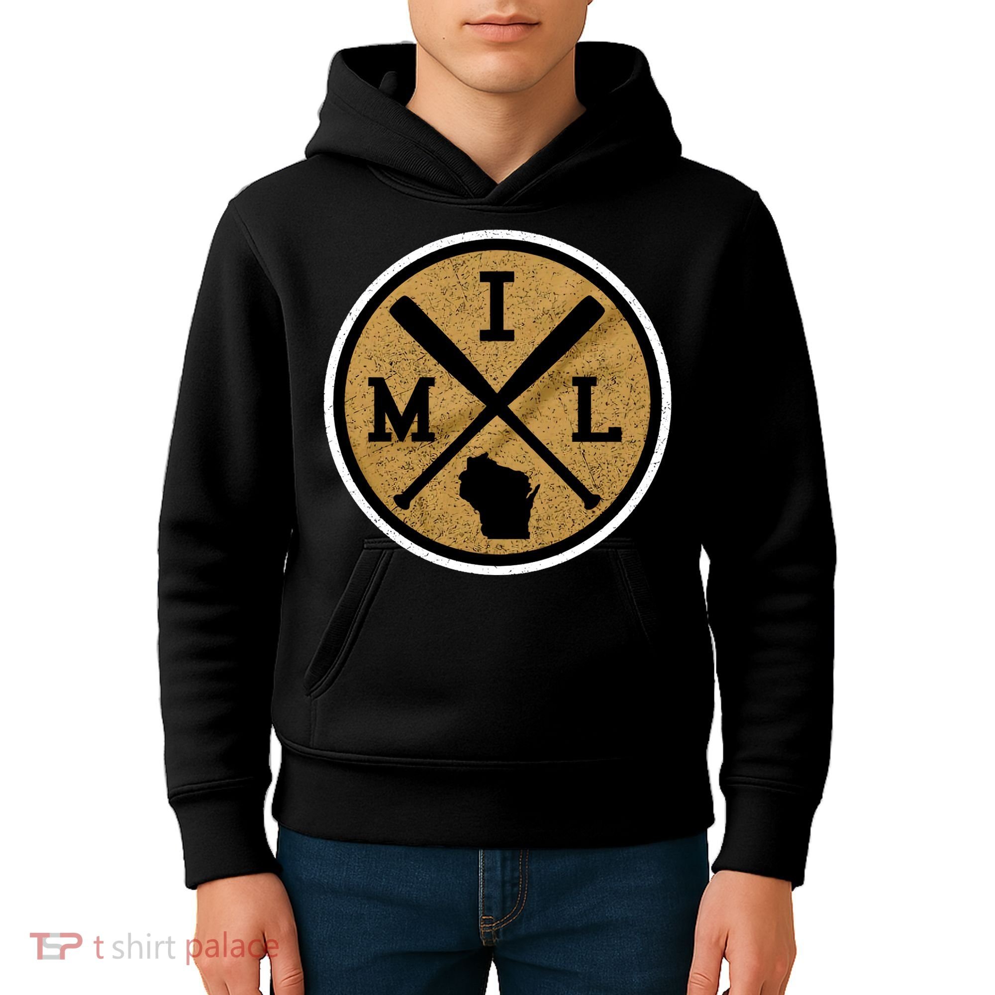 Milwaukee Baseball Lover Baseball Player Retro Sporty Kids Hoodie
