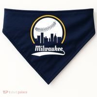 Milwaukee Baseball Lover Baseball Player Retro Sporty USA-Made Doggie Bandana thumb 0