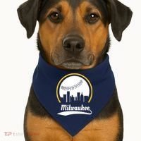Milwaukee Baseball Lover Baseball Player Retro Sporty USA-Made Doggie Bandana thumb 1