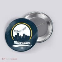 Milwaukee Baseball Lover Baseball Player Retro Sporty Button thumb 0