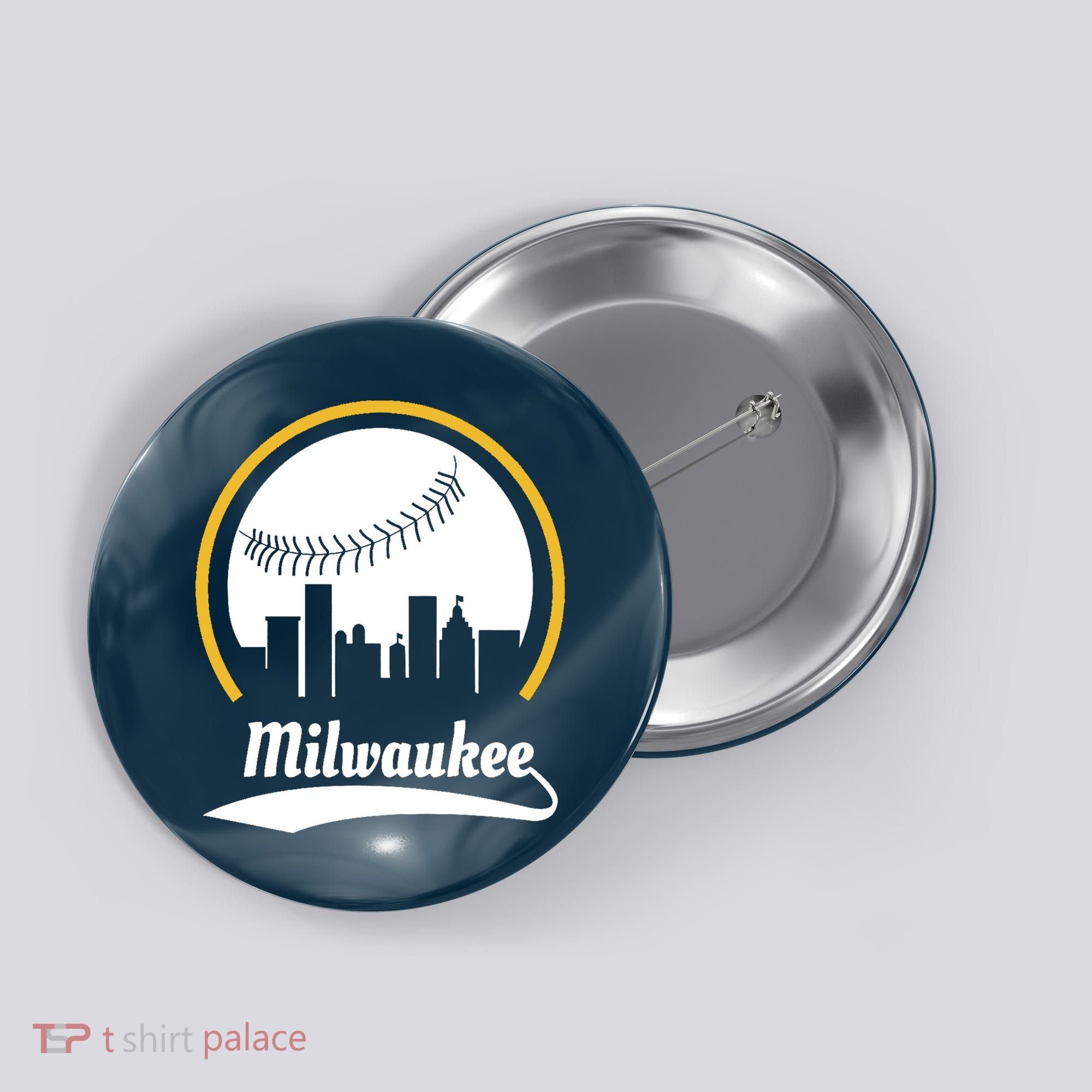 Milwaukee Baseball Lover Baseball Player Retro Sporty Button