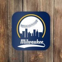 Milwaukee Baseball Lover Baseball Player Retro Sporty Coaster thumb 0