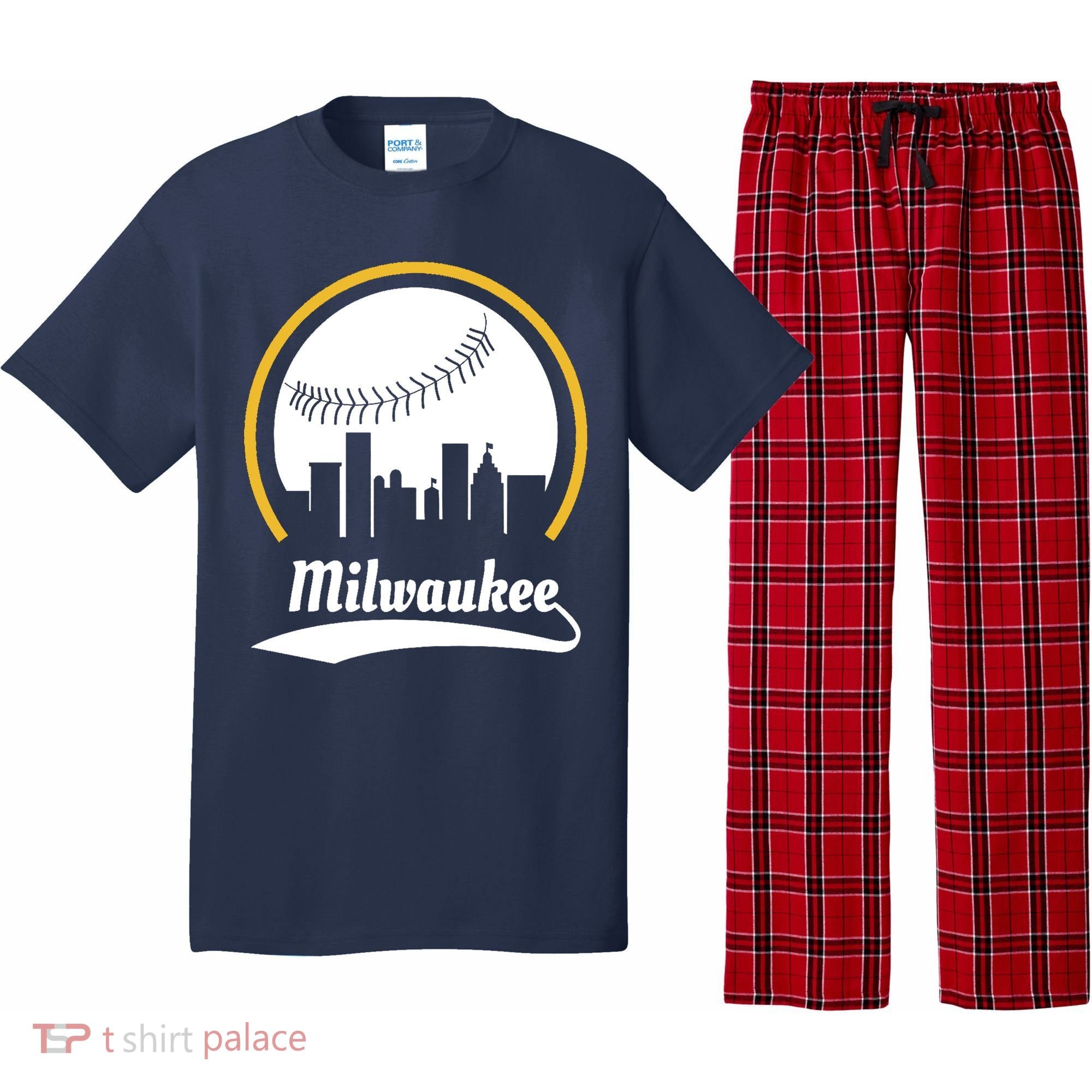 Milwaukee Baseball Lover Baseball Player Retro Sporty Pajama Set