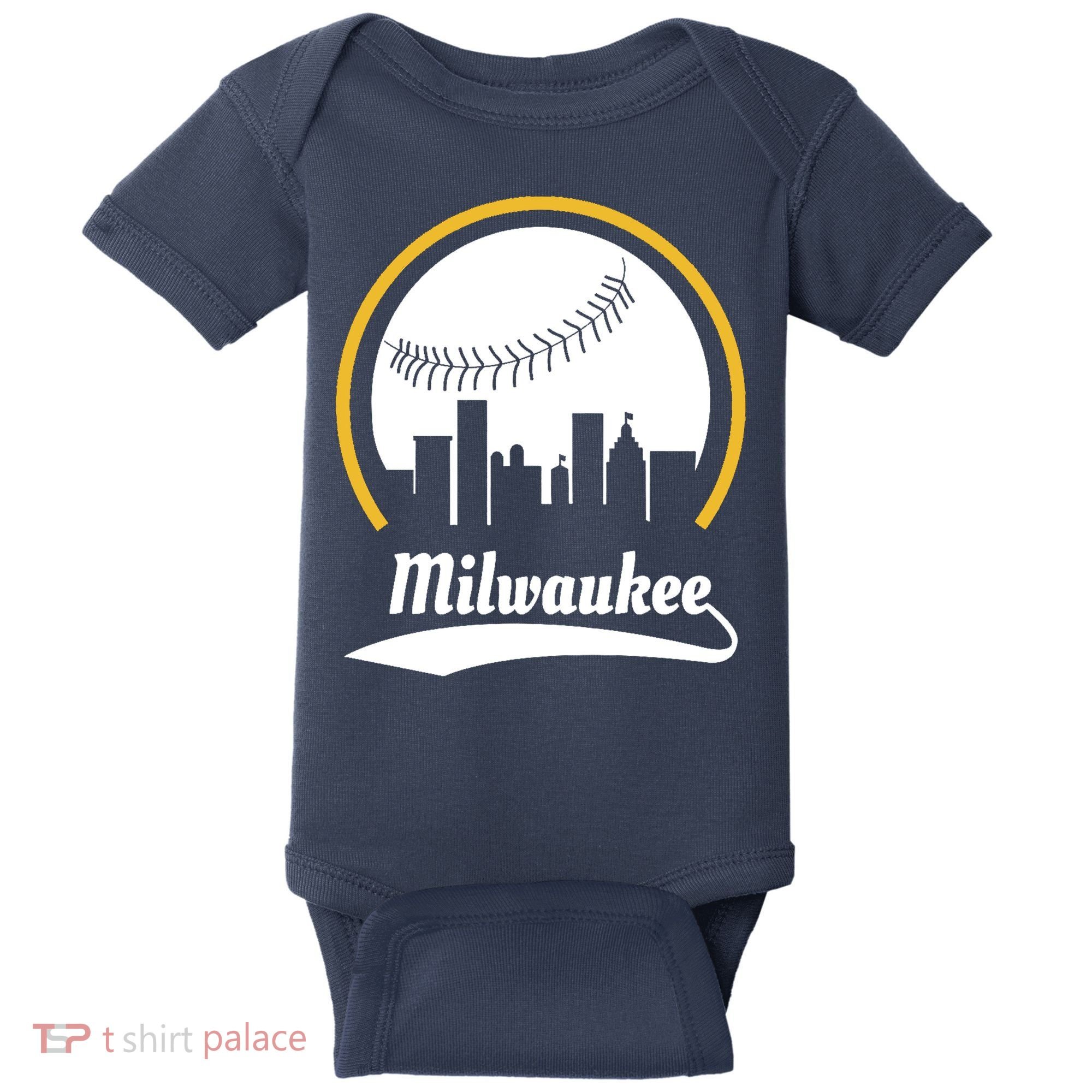Milwaukee Baseball Lover Baseball Player Retro Sporty Baby Bodysuit