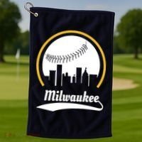 Milwaukee Baseball Lover Baseball Player Retro Sporty Golf Towel thumb 1