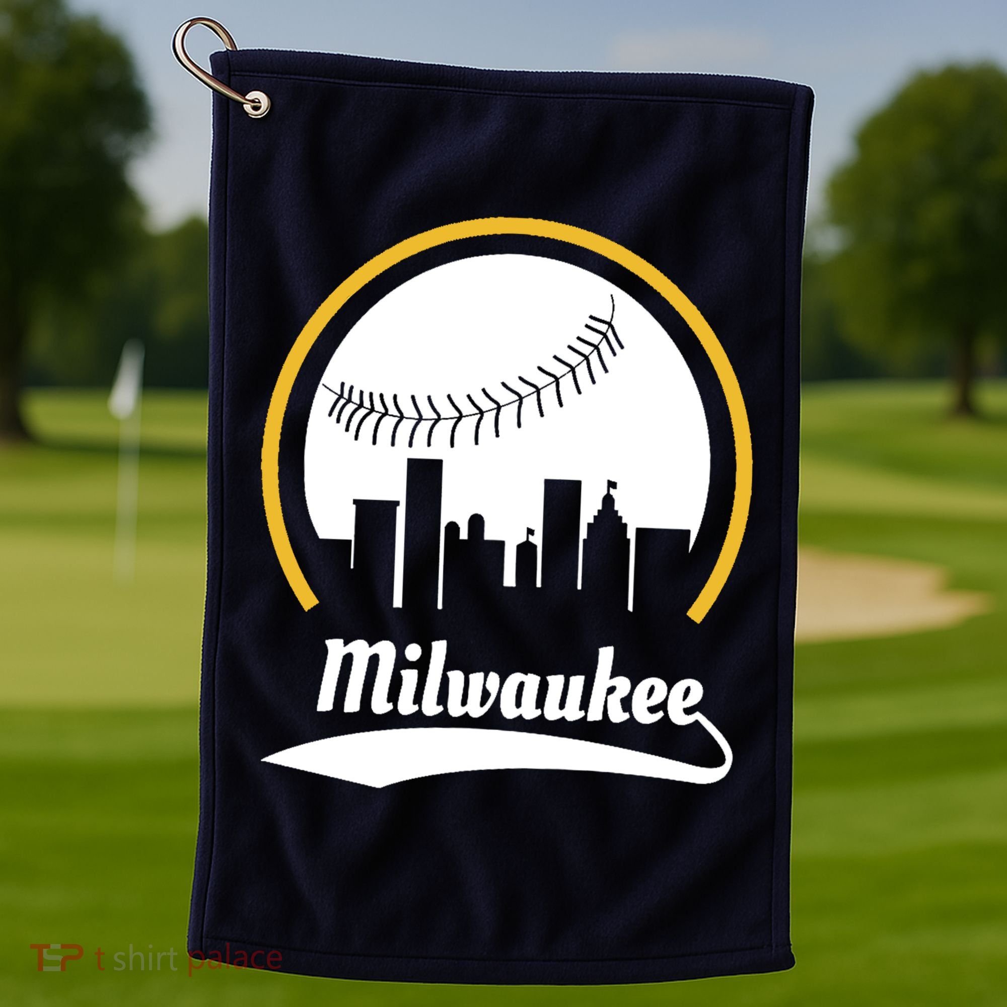 Milwaukee Baseball Lover Baseball Player Retro Sporty Golf Towel