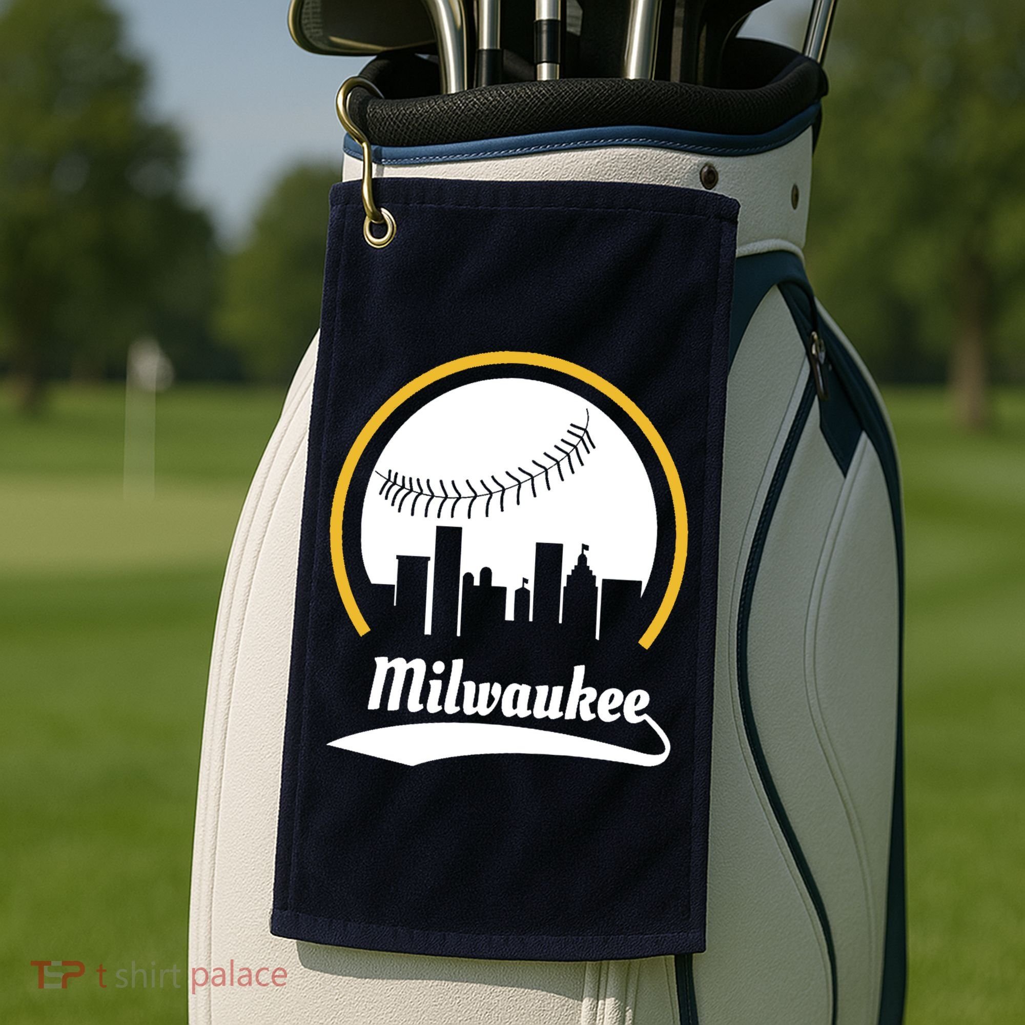 Milwaukee Baseball Lover Baseball Player Retro Sporty Golf Towel