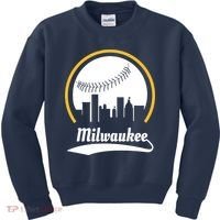 Milwaukee Baseball Lover Baseball Player Retro Sporty Kids Sweatshirt thumb 0