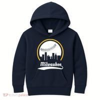 Milwaukee Baseball Lover Baseball Player Retro Sporty Kids Hoodie thumb 0